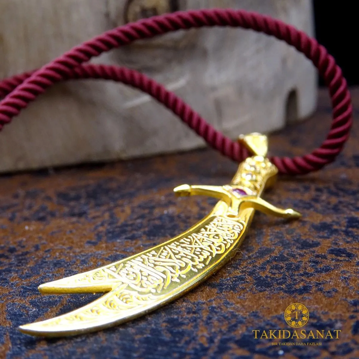 Zulfiqar Sword Gold Plated Silver Necklace